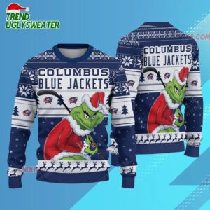 NHL Columbus Blue Jackets Ugly Sweater Grinch Christmas Sweater