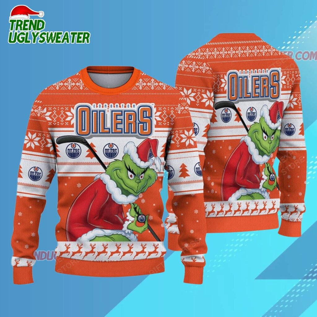 NHL Edmonton Oilers Ugly Sweater Grinch Christmas Sweater