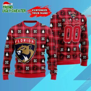 NHL Florida Panthers Personalized Snow Tree Ugly Christmas Sweater