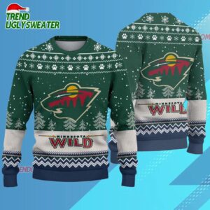 NHL Minnesota Wild Hockey Team Design New Ugly Christmas Sweater