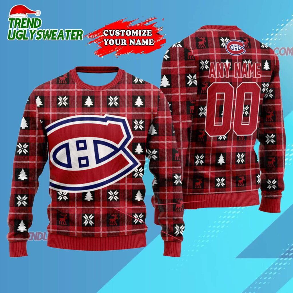 NHL Montreal Canadiens Personalized Snow Tree Ugly Christmas Sweater