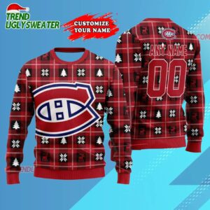 NHL Montreal Canadiens Personalized Snow Tree Ugly Christmas Sweater