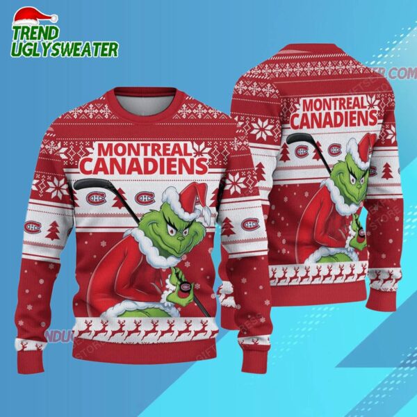 NHL Montreal Canadiens Ugly Sweater Grinch Christmas Sweater
