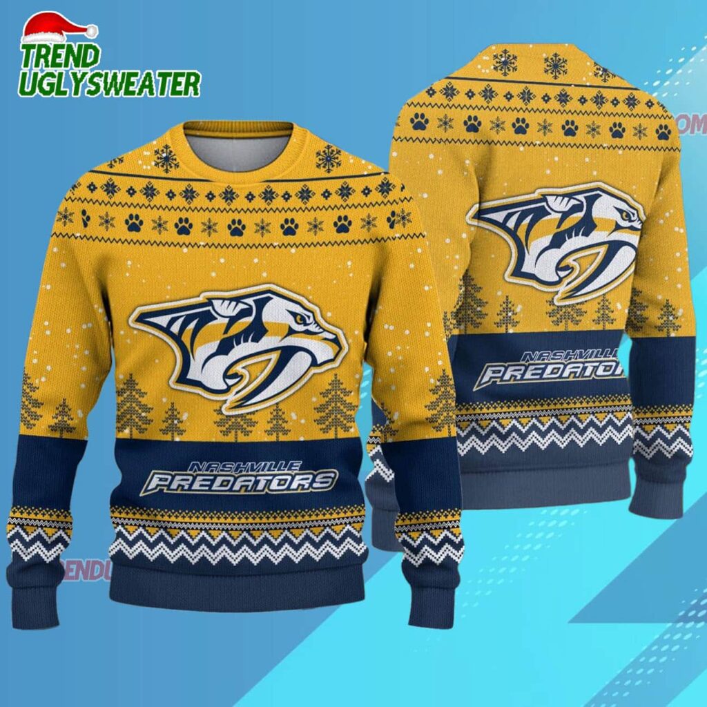 NHL Nashville Predators Hockey Team Design New Ugly Christmas Sweater