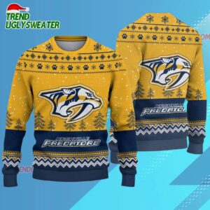 NHL Nashville Predators Hockey Team Design New Ugly Christmas Sweater