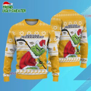 NHL Nashville Predators Ugly Sweater Grinch Christmas Sweater