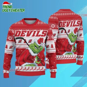 NHL New Jersey Devils Ugly Sweater Grinch Christmas Sweater