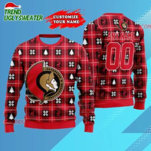 NHL Ottawa Senators Personalized Snow Tree Ugly Christmas Sweater