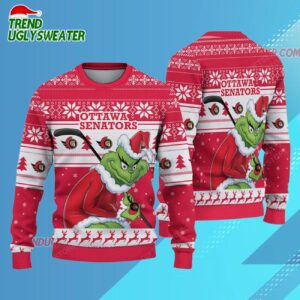 NHL Ottawa Senators Ugly Sweater Grinch Christmas Sweater