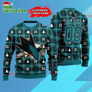 NHL San Jose Sharks Personalized Snow Tree Ugly Christmas Sweater