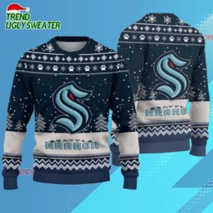NHL Seattle Kraken Hockey Team Design New Ugly Christmas Sweater