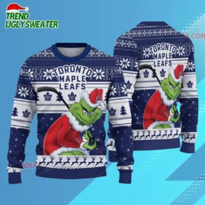 NHL Toronto Maple Leafs Ugly Sweater Grinch Christmas Sweater