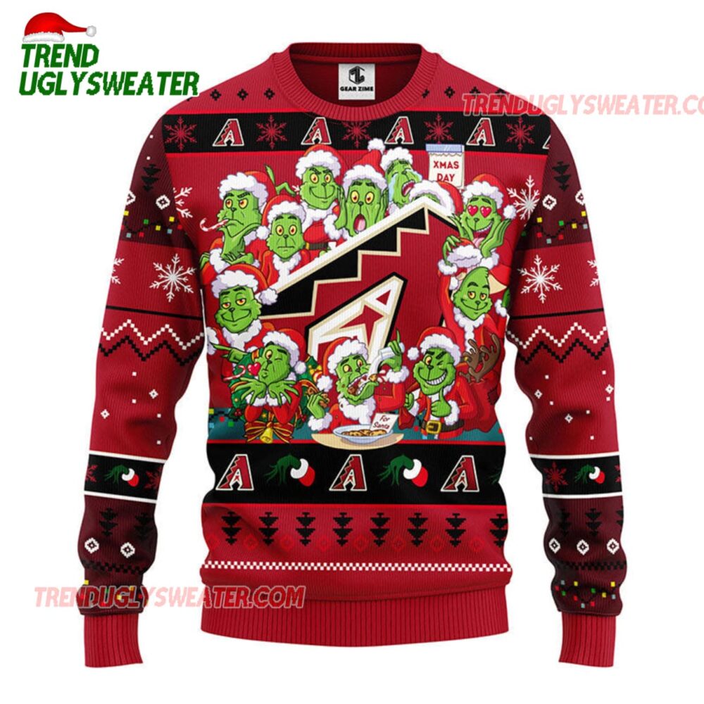 MLB Arizona Diamondbacks 12 Grinch Xmas Day Ugly Christmas Sweater 1