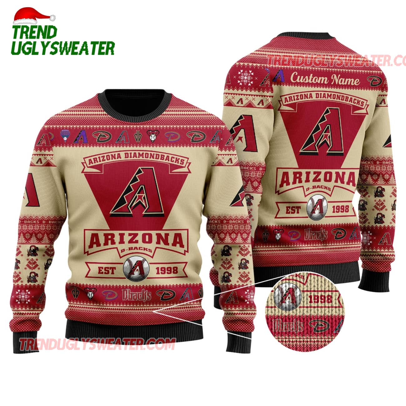 MLB Arizona Diamondbacks Heritage Crest Ugly Christmas Sweater MLB Arizona Diamondbacks Heritage Crest Ugly Christmas Sweater