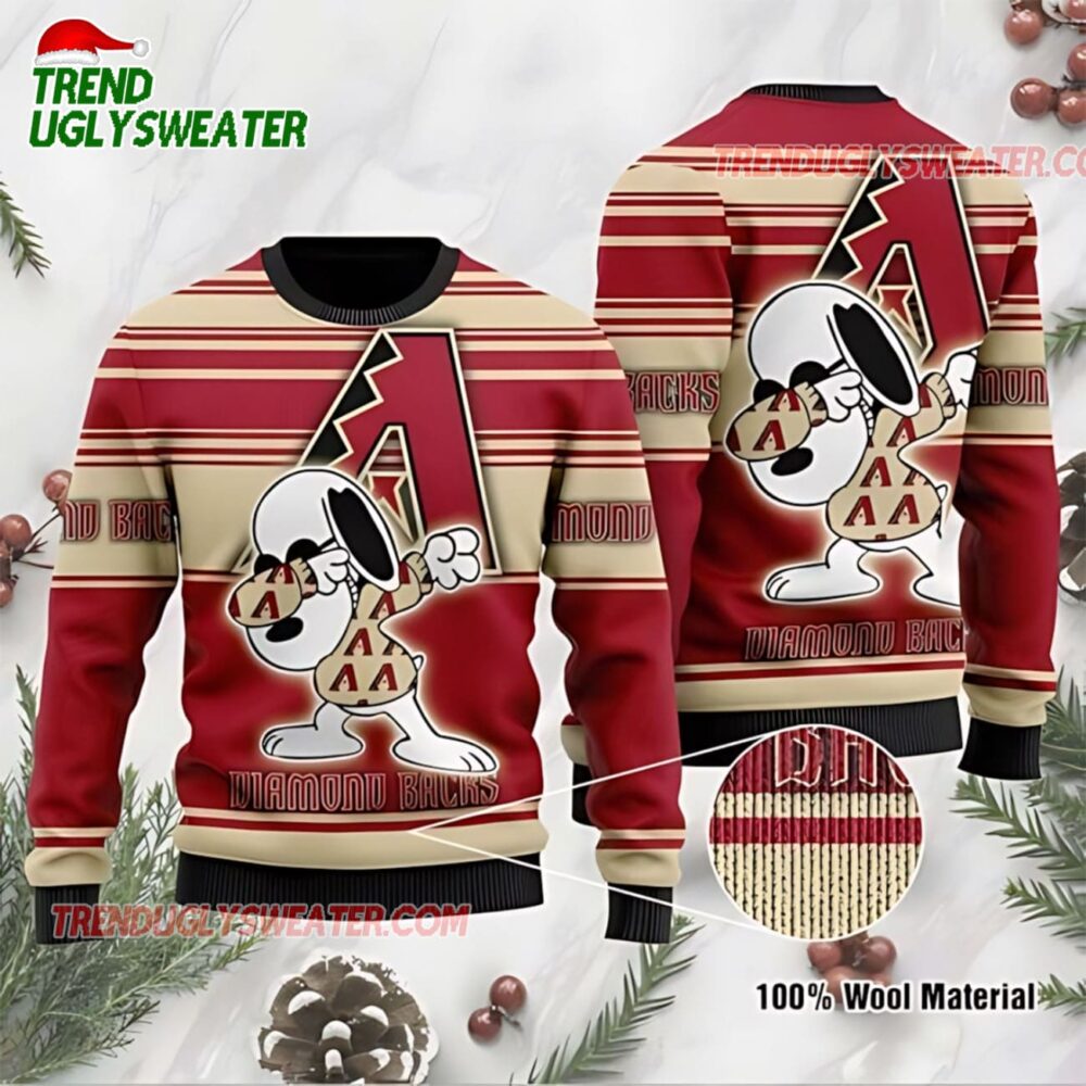 MLB Arizona Diamondbacks Snoopy Dab Retro Ugly Christmas Sweater 1