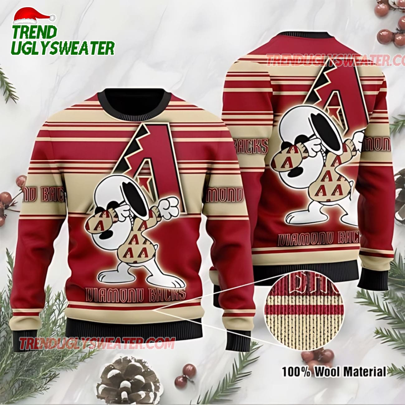 MLB Arizona Diamondbacks Snoopy Dab Retro Ugly Christmas Sweater MLB Arizona Diamondbacks Snoopy Dab Retro Ugly Christmas Sweater