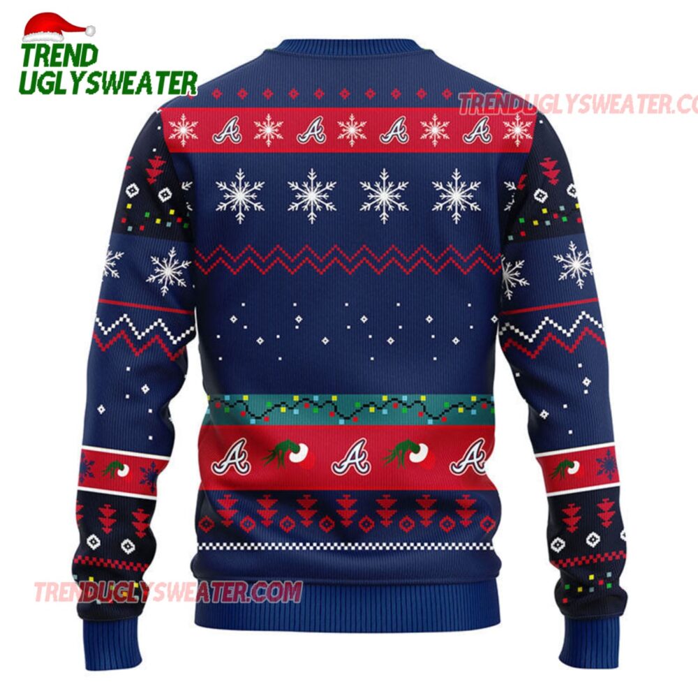 MLB Atlanta Braves Grinch Hug Ugly Christmas Sweater 2