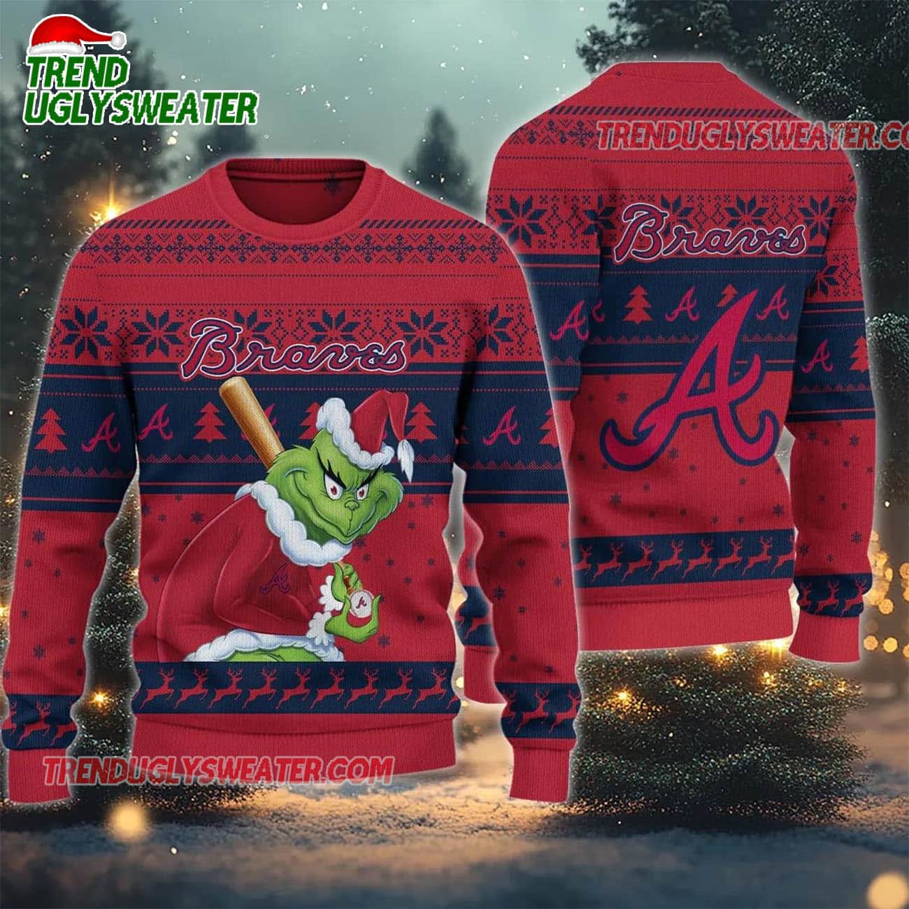 MLB Atlanta Braves Grinch Stolen Ugly Christmas Sweater MLB Atlanta Braves Grinch Stolen Ugly Christmas Sweater