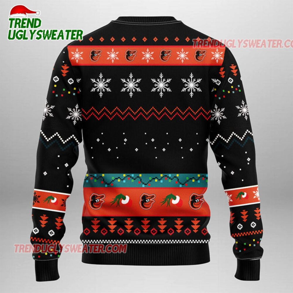 MLB Baltimore Orioles Grinch Hand Ugly Christmas Sweater 2