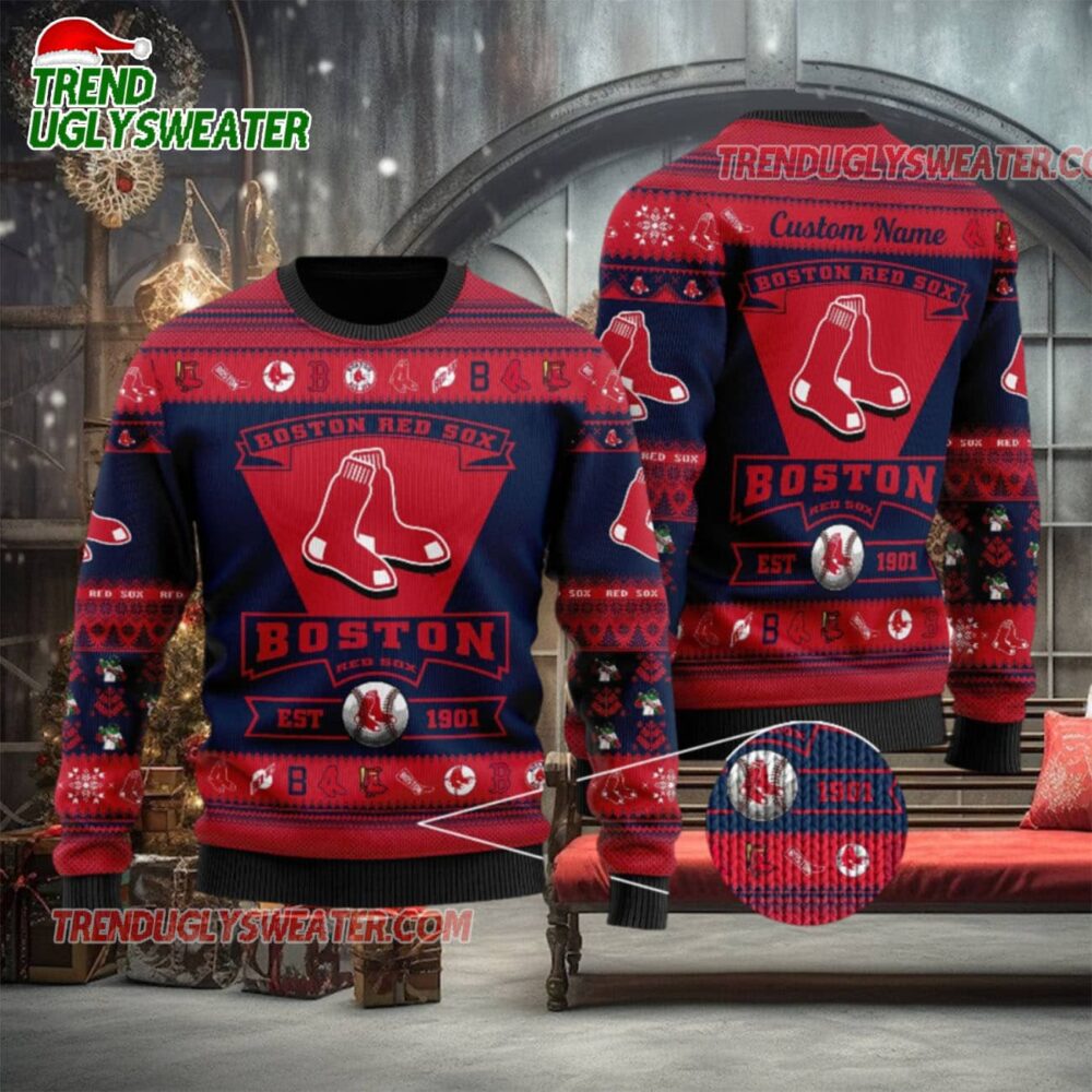 MLB Boston Red Sox Baby Yoda Baseball Ugly Christmas Sweater 1