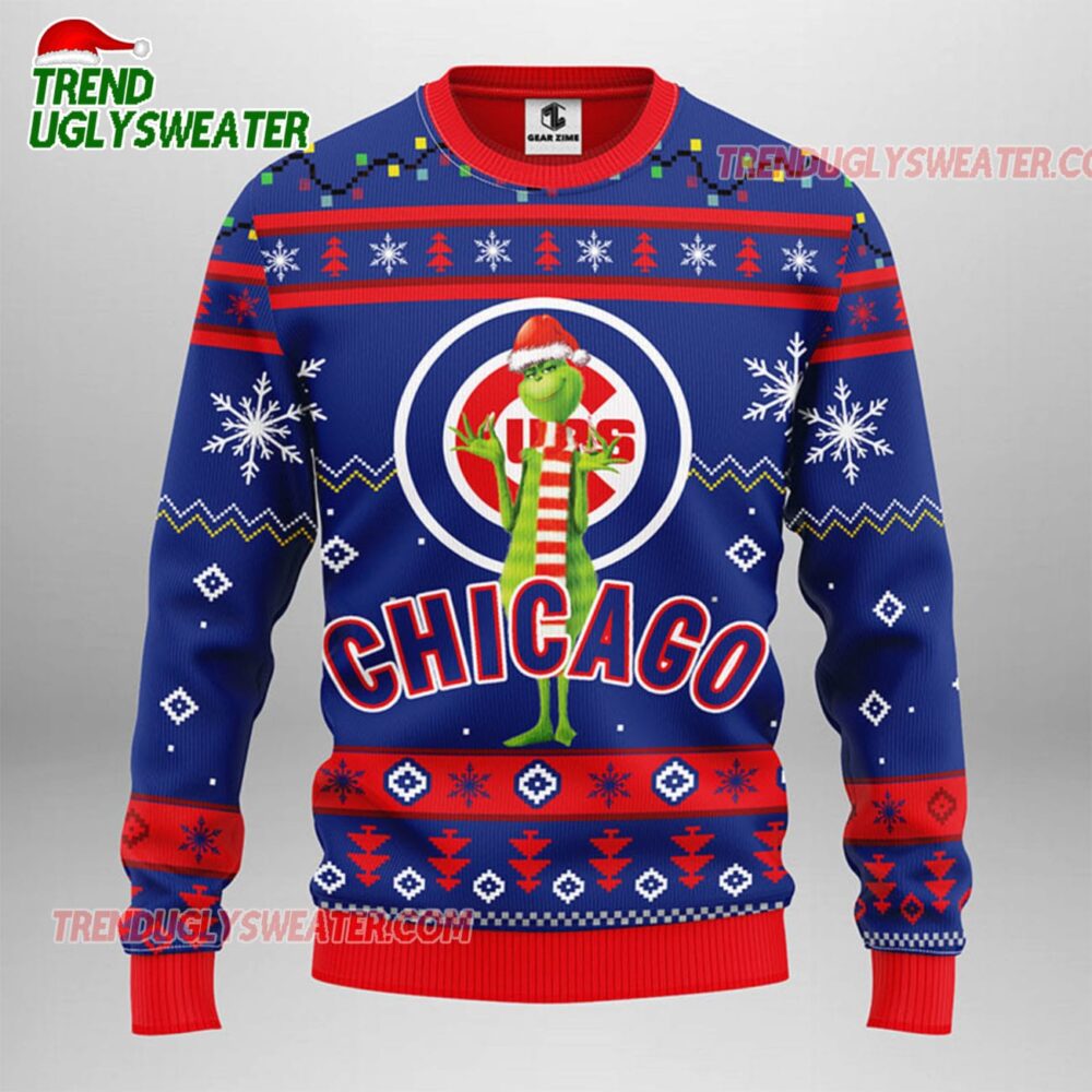 MLB Chicago Cubs Funny Grinch Ugly Christmas Sweater 1