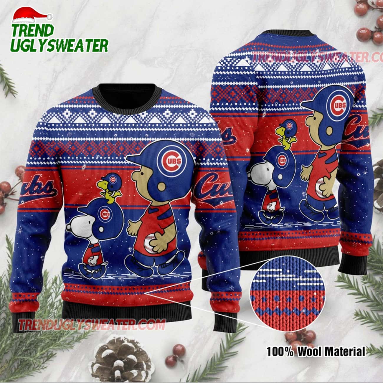 MLB Chicago Cubs Peanuts Family Fun Ugly Christmas Sweater MLB Chicago Cubs Peanuts Family Fun Ugly Christmas Sweater