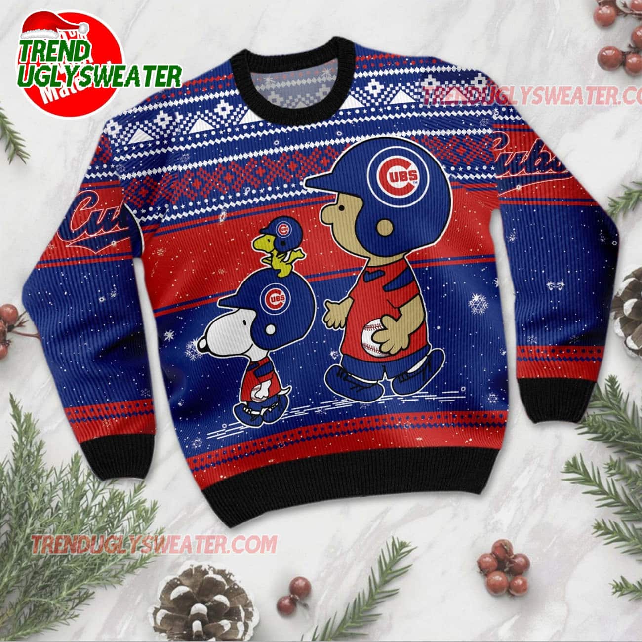 MLB Chicago Cubs Peanuts Family Fun Ugly Christmas Sweater MLB Chicago Cubs Peanuts Family Fun Ugly Christmas Sweater