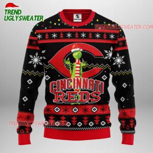 MLB Cincinnati Reds Grinch Holiday Cheer Ugly Christmas Sweater 1