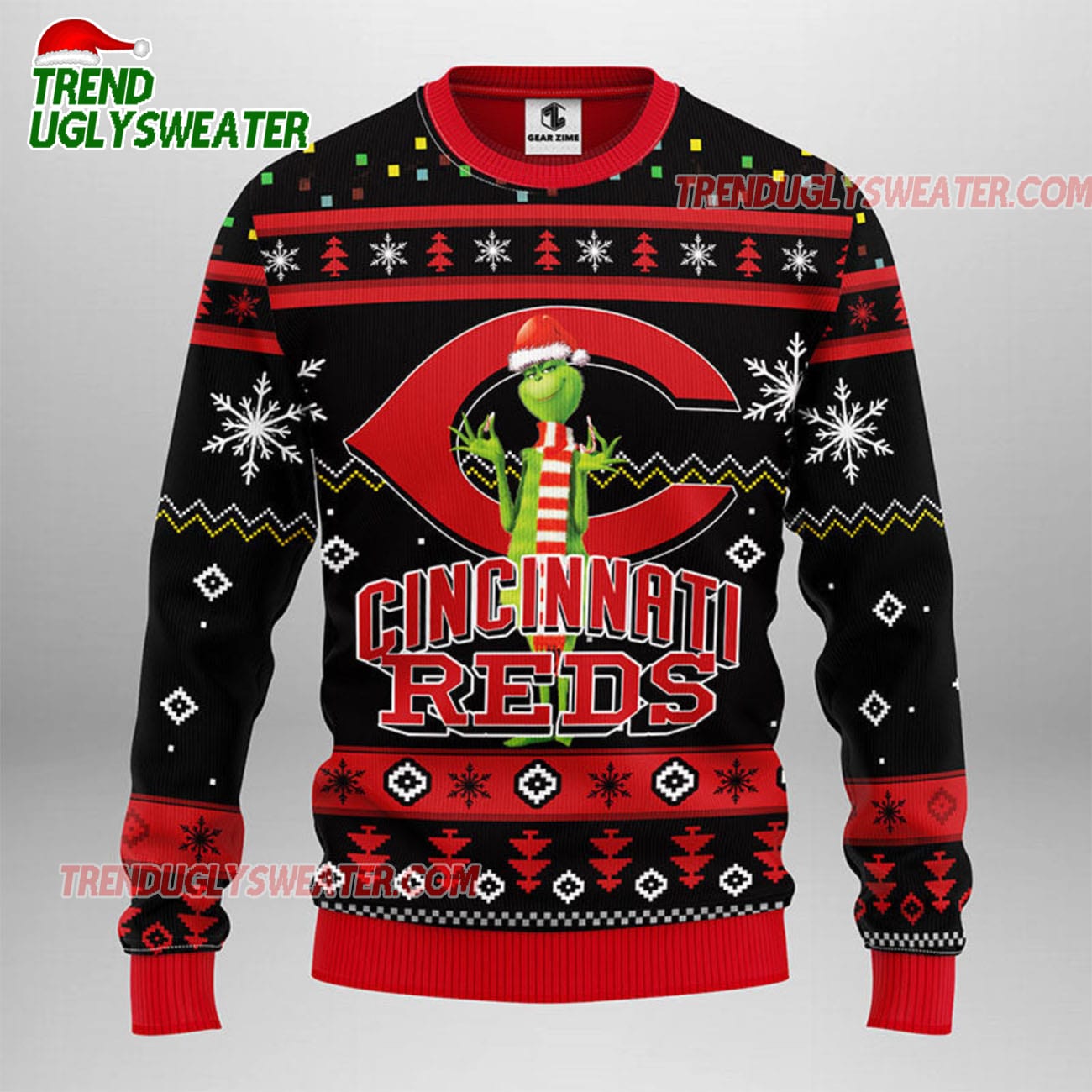 MLB Cincinnati Reds Grinch Holiday Cheer Ugly Christmas Sweater MLB Cincinnati Reds Grinch Holiday Cheer Ugly Christmas Sweater