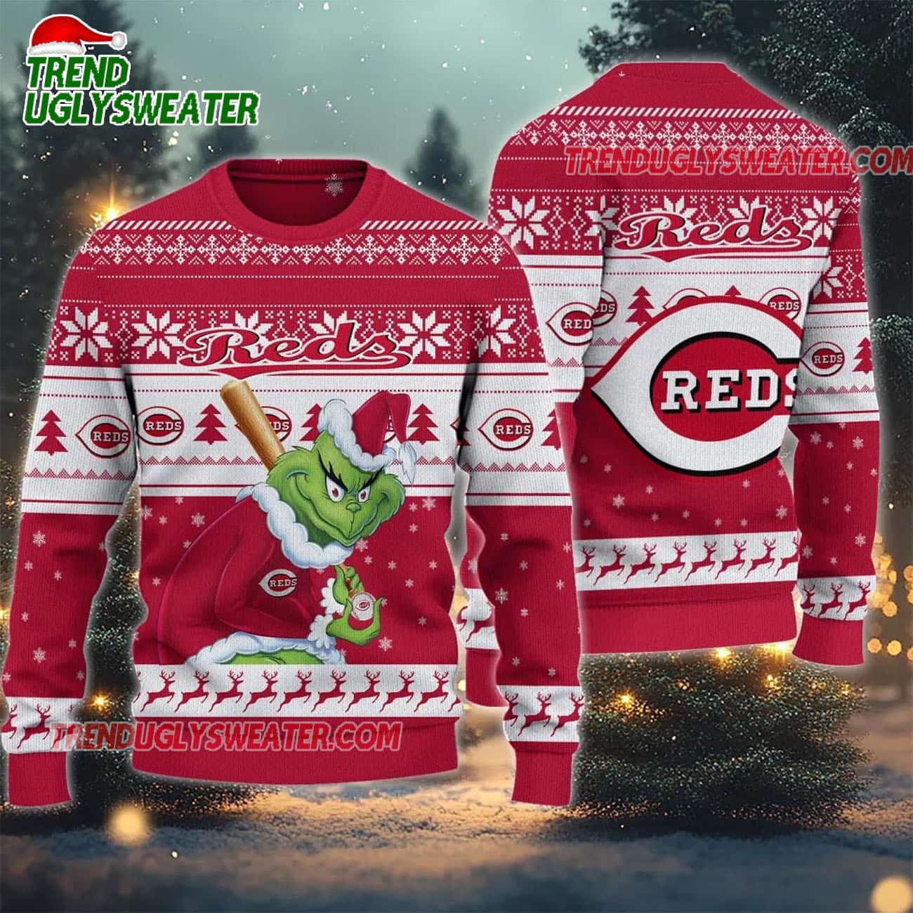 MLB Cincinnati Reds Grinch Stolen Ugly Christmas Sweater MLB Cincinnati Reds Grinch Stolen Ugly Christmas Sweater