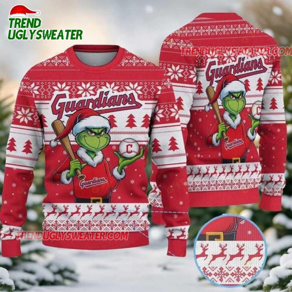 MLB Cleveland Guardians Grinch Baseball Ugly Christmas Sweater 1