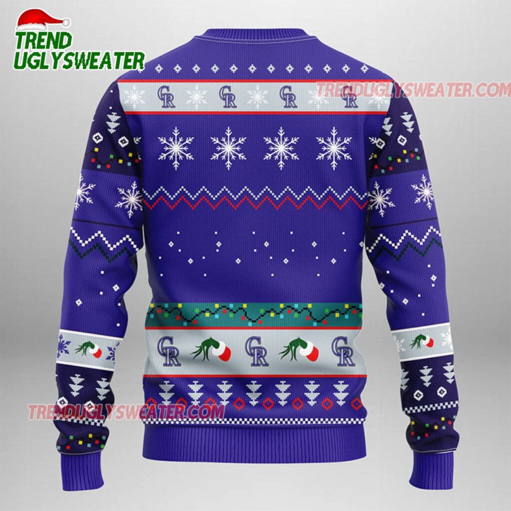 MLB Colorado Rockies Grinch Hand Ugly Christmas Sweater 2
