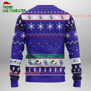 MLB Colorado Rockies Grinch Hand Ugly Christmas Sweater 2