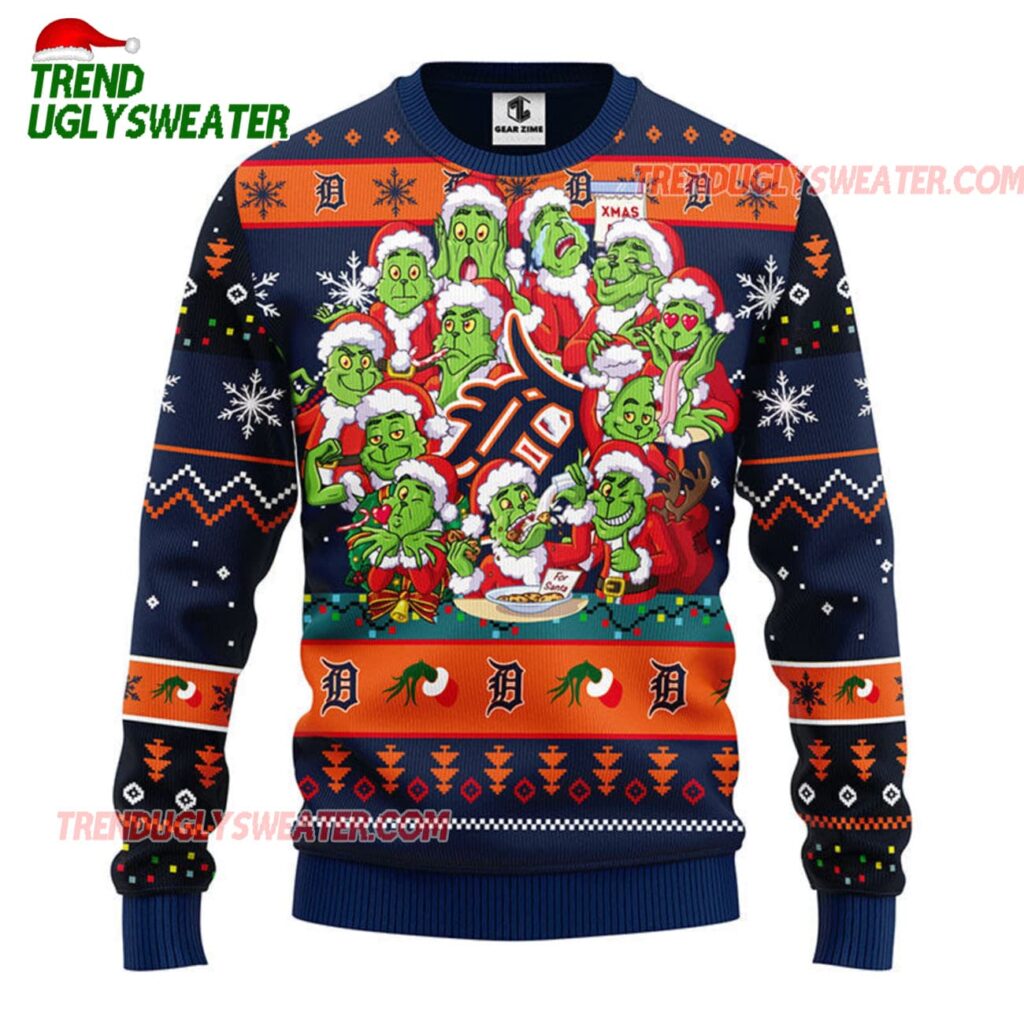 MLB Detroit Tigers 12 Grinch Xmas Day Ugly Christmas Sweater 1