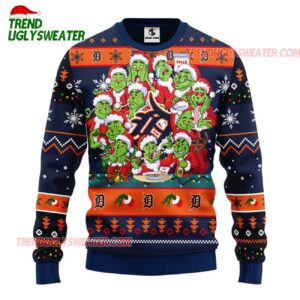 MLB Detroit Tigers 12 Grinch Xmas Day Ugly Christmas Sweater 1
