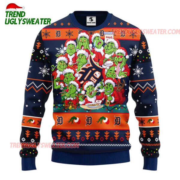 MLB Detroit Tigers 12 Grinch Xmas Day Ugly Christmas Sweater 1