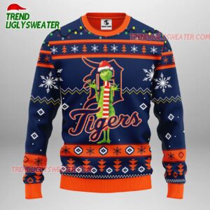 MLB Detroit Tigers Funny Grinch Ugly Christmas Sweater 1