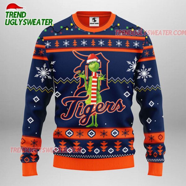 MLB Detroit Tigers Funny Grinch Ugly Christmas Sweater 1