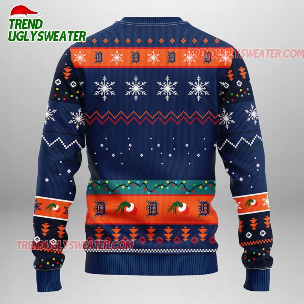 MLB Detroit Tigers Grinch Hand Ugly Christmas Sweater 2