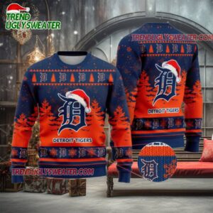MLB Detroit Tigers Santa Hat Holiday Ugly Christmas Sweater 1
