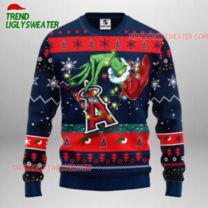 MLB Los Angeles Angels Grinch Hand Ugly Christmas Sweater 1