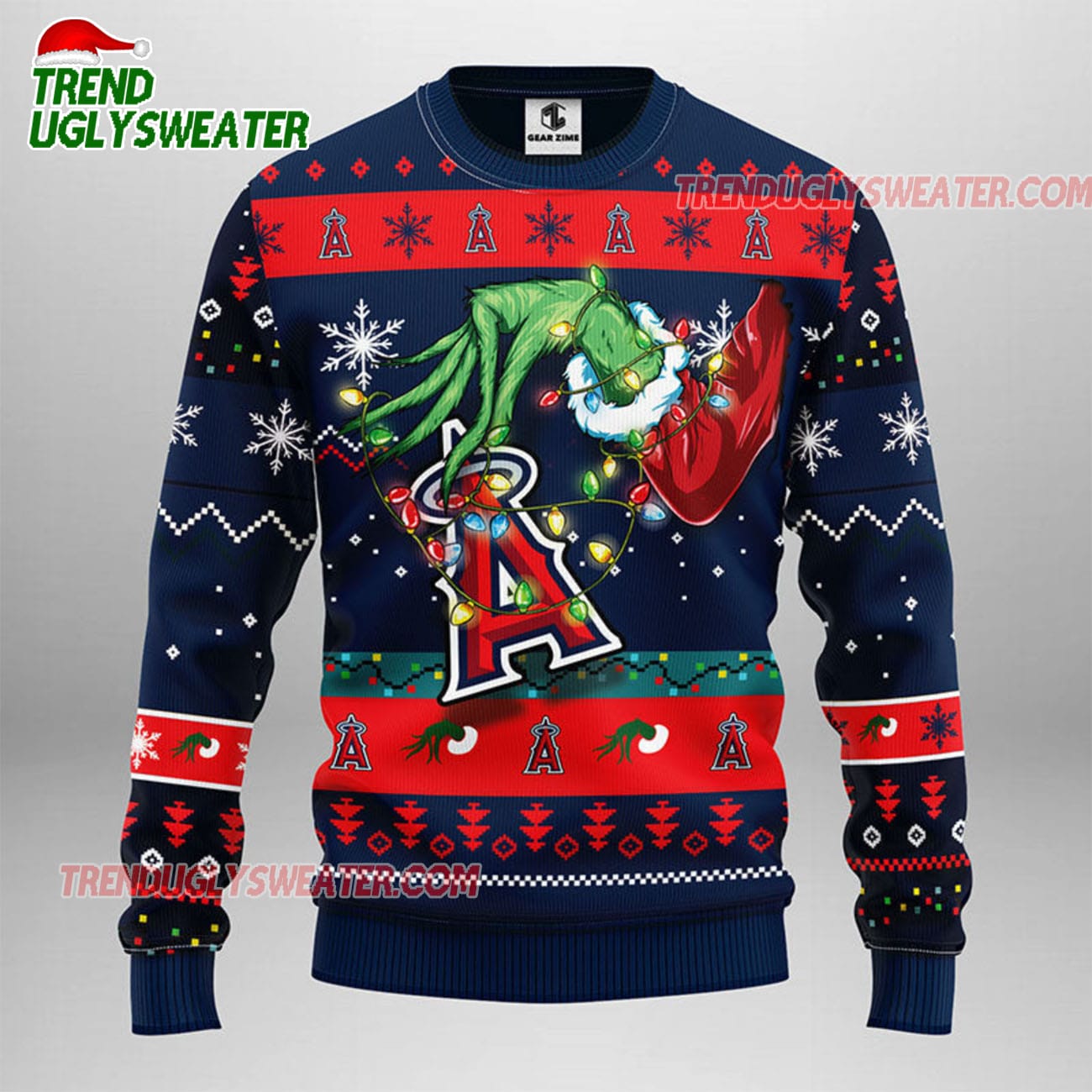 MLB Los Angeles Angels Grinch Hand Ugly Christmas Sweater MLB Los Angeles Angels Grinch Hand Ugly Christmas Sweater