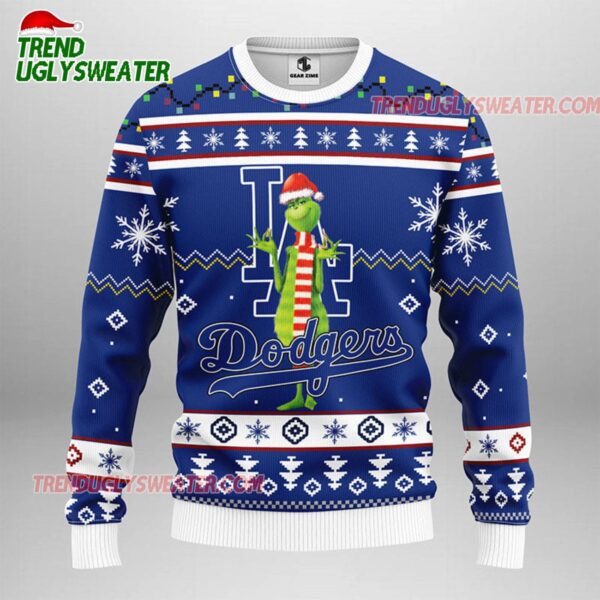 MLB Los Angeles Dodgers Funny Grinch Ugly Christmas Sweater 1