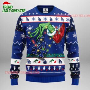MLB Los Angeles Dodgers Grinch Hand Ugly Christmas Sweater 1