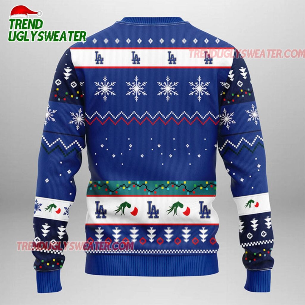 MLB Los Angeles Dodgers Grinch Hand Ugly Christmas Sweater 2