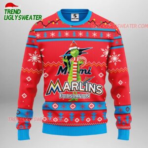 MLB Miami Marlins Funny Grinch Ugly Christmas Sweater 1