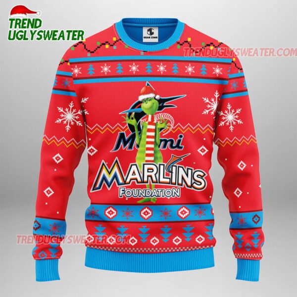 MLB Miami Marlins Funny Grinch Ugly Christmas Sweater 1