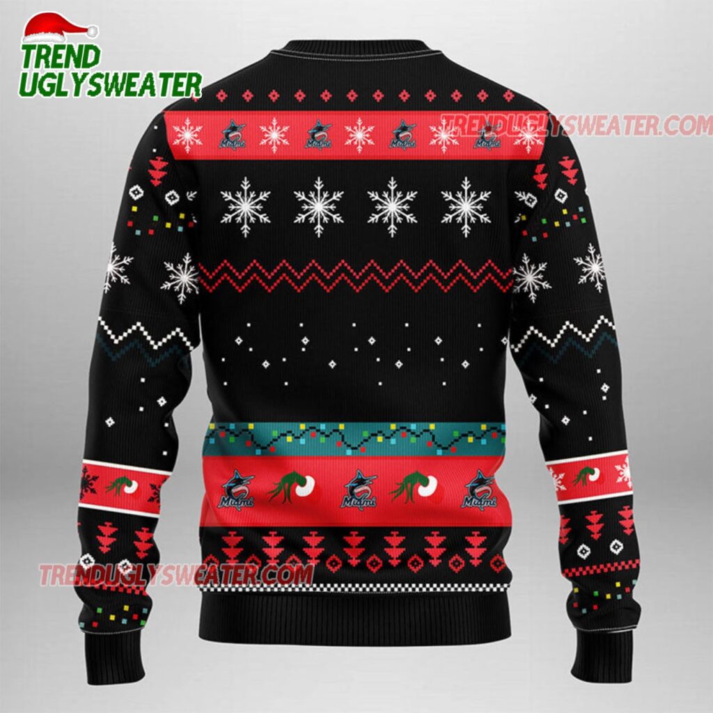 MLB Miami Marlins Grinch Hand Ugly Christmas Sweater 2
