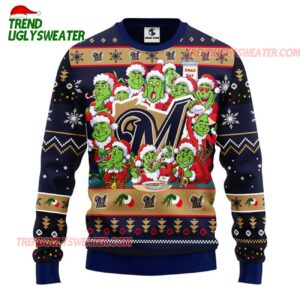 MLB Milwaukee Brewers 12 Grinch Xmas Day Ugly Christmas Sweater 1