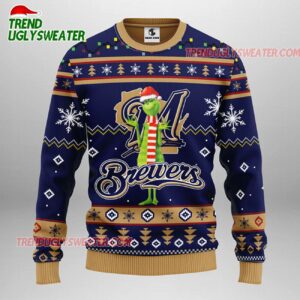 MLB Milwaukee Brewers Funny Grinch Ugly Christmas Sweater 1